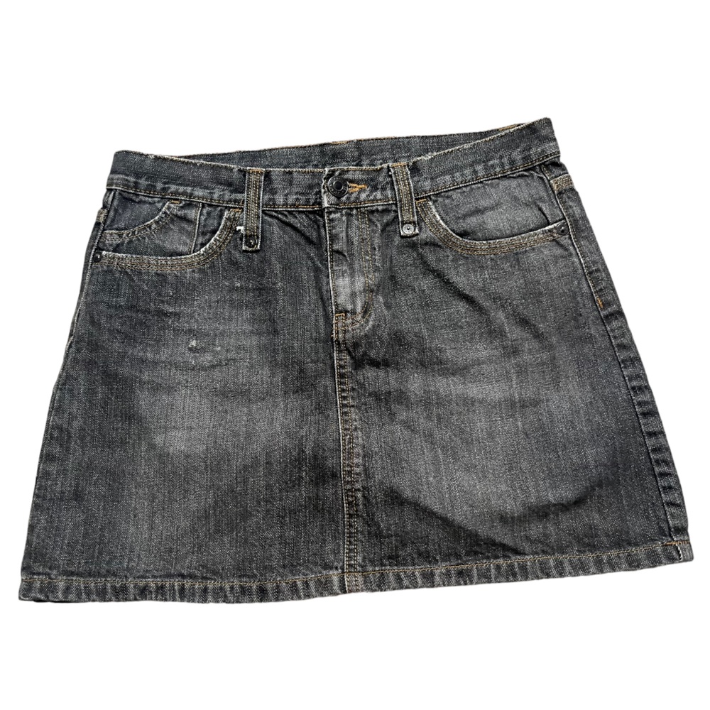GAP Black Gray Distressed Denim Mini Skirt Size 8